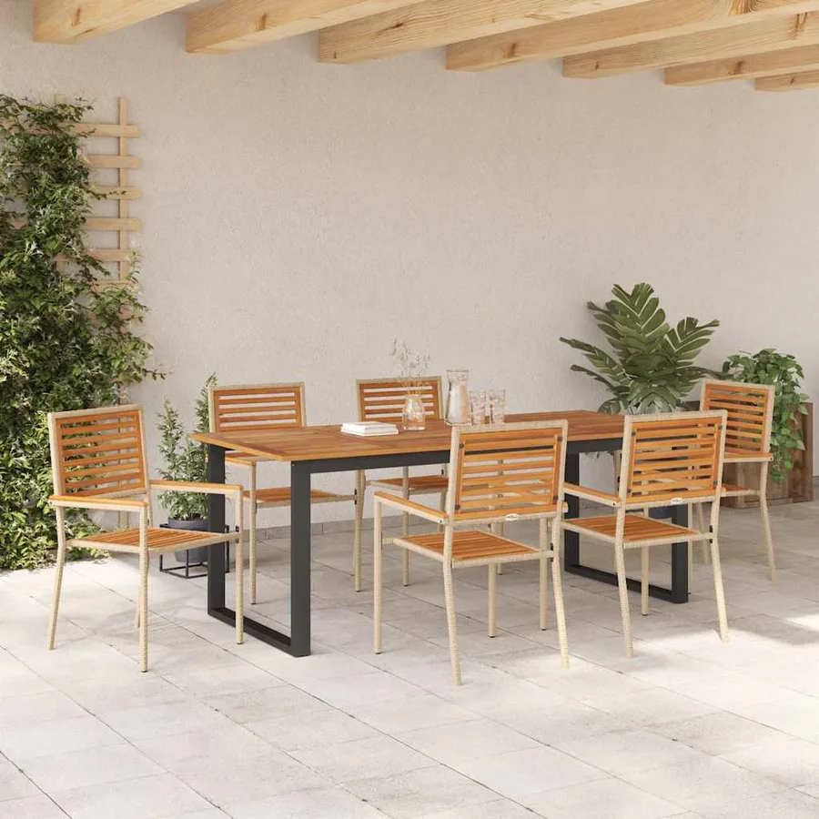 Ensemble de salle à manger pour jardin 7 pcs Beige - 4