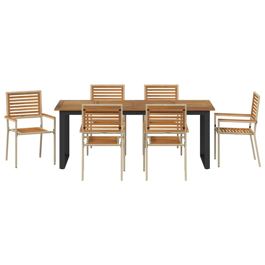 Ensemble de salle à manger pour jardin 7 pcs Beige - 7