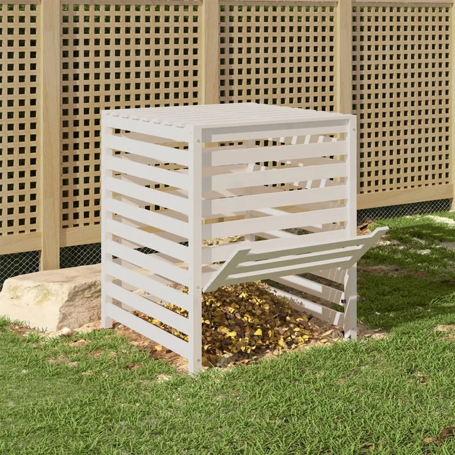 Composteur Blanc 82,5x82,5x99,5 cm Bois massif de pin - 3