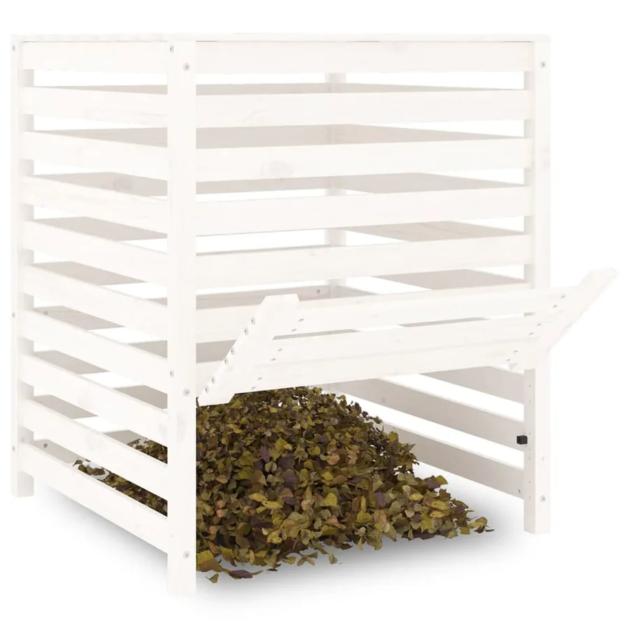 Composteur Blanc 82,5x82,5x99,5 cm Bois massif de pin - 4