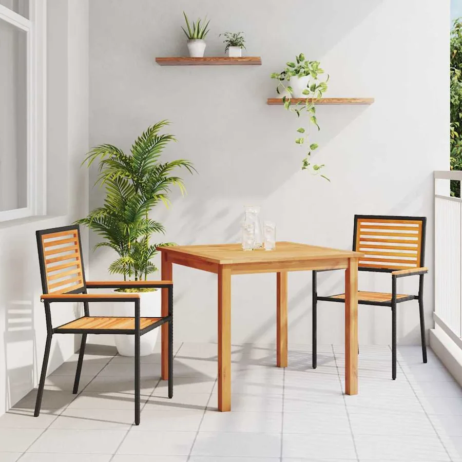 Ensemble de salle à manger pour jardin 3 pcs Noir