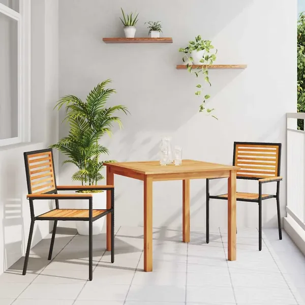 Ensemble de salle à manger pour jardin 3 pcs Noir