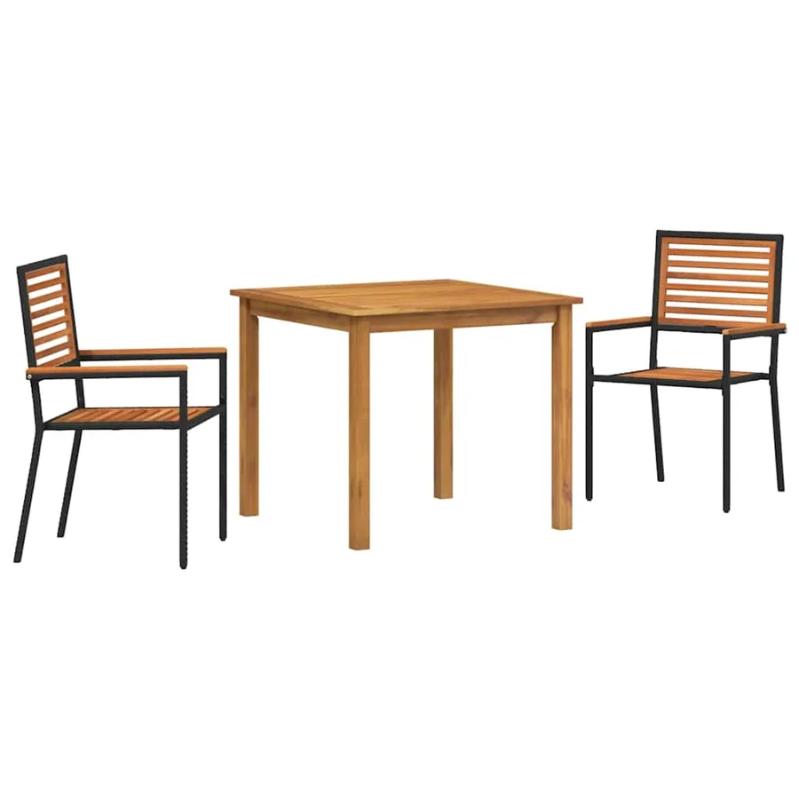 Ensemble de salle à manger pour jardin 3 pcs Noir - 2