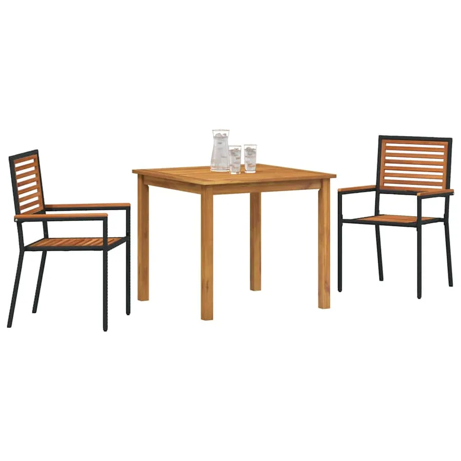 Ensemble de salle à manger pour jardin 3 pcs Noir - 3