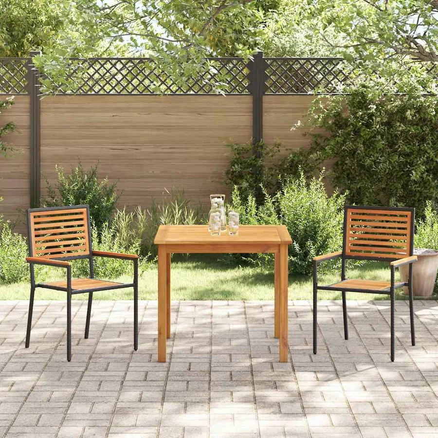 Ensemble de salle à manger pour jardin 3 pcs Noir - 4