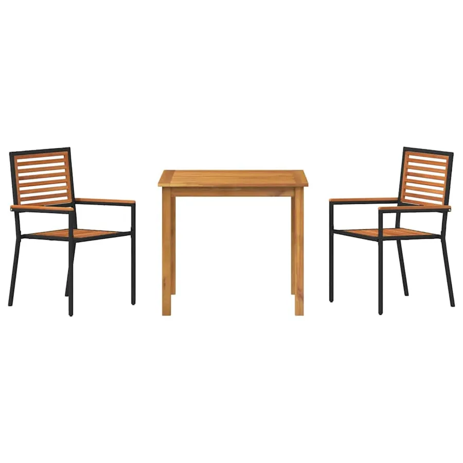 Ensemble de salle à manger pour jardin 3 pcs Noir - 7