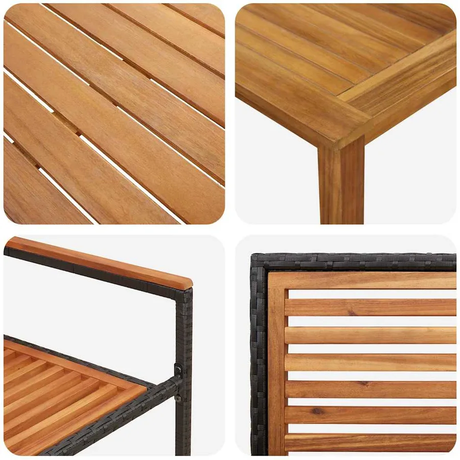 Ensemble de salle à manger pour jardin 3 pcs Noir - 9
