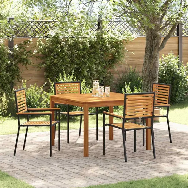 Ensemble de salle à manger pour jardin 5 pcs Noir