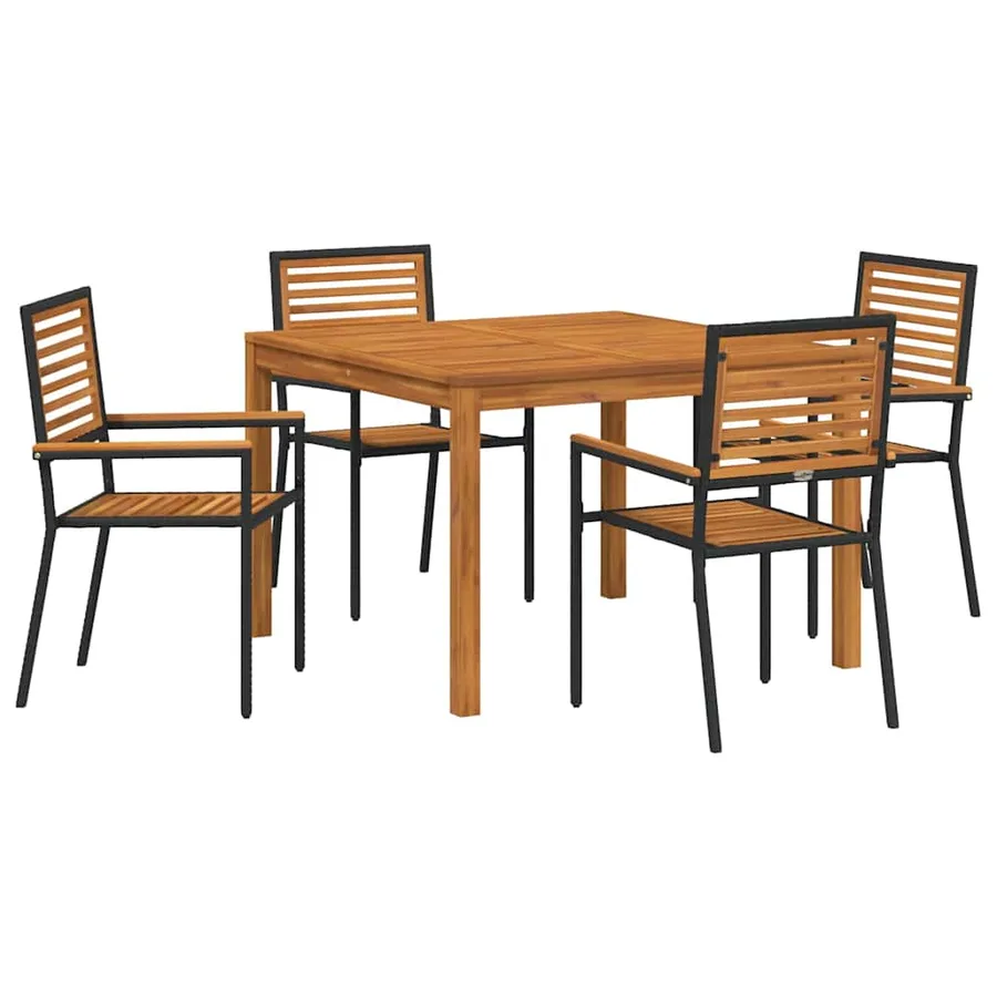 Ensemble de salle à manger pour jardin 5 pcs Noir - 2