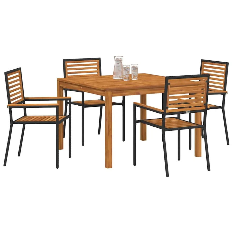 Ensemble de salle à manger pour jardin 5 pcs Noir - 3