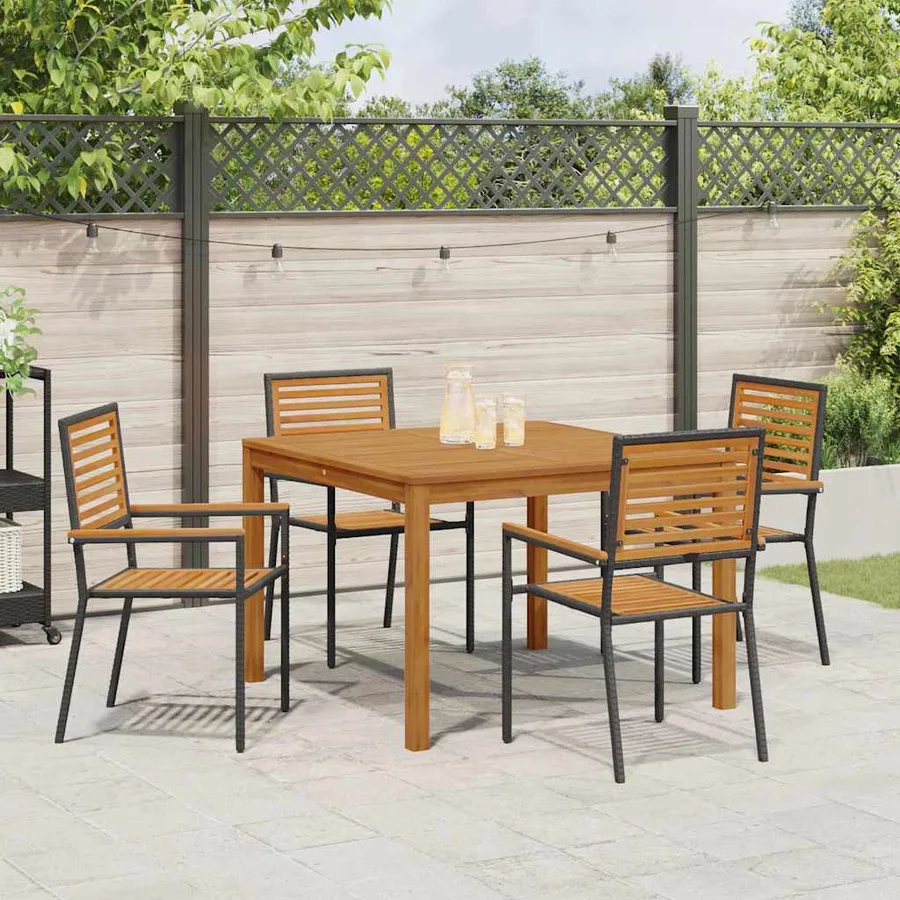 Ensemble de salle à manger pour jardin 5 pcs Noir - 4