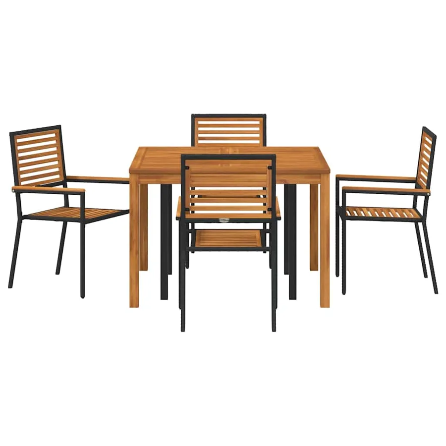 Ensemble de salle à manger pour jardin 5 pcs Noir - 7