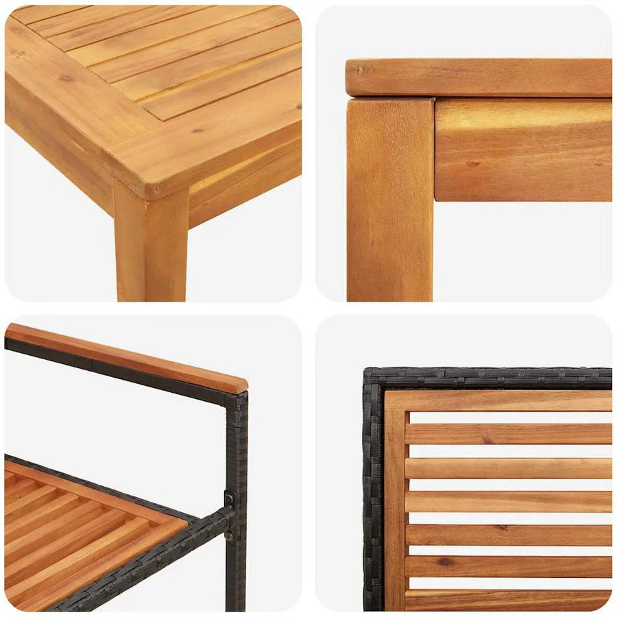 Ensemble de salle à manger pour jardin 5 pcs Noir - 9