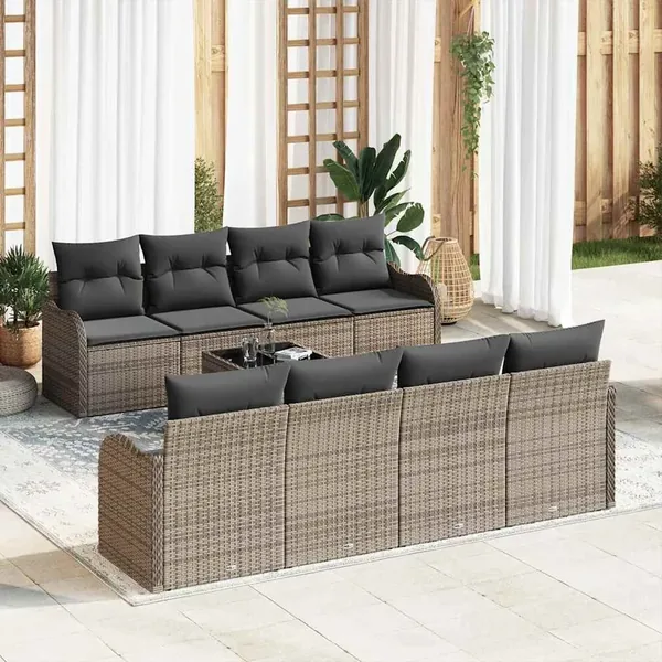 Ensemble de canapé de jardin Gris 55 x 55 x 37 cm polyrotin