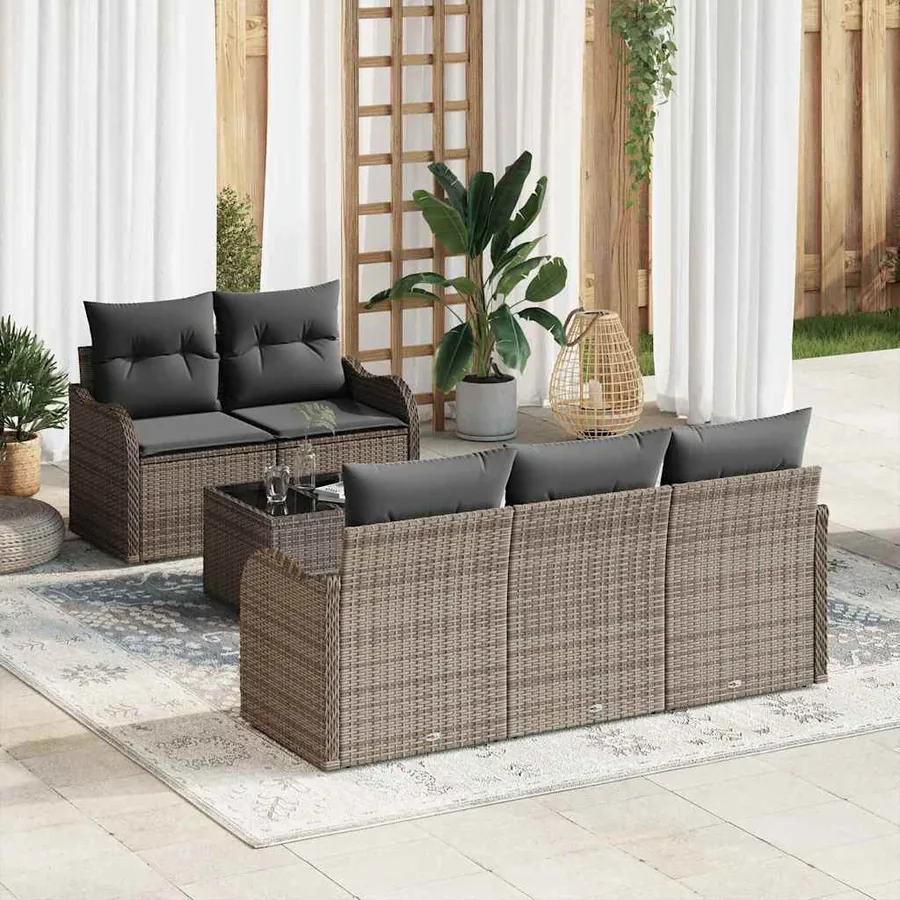 Ensemble de canapé de jardin Gris polyrotin