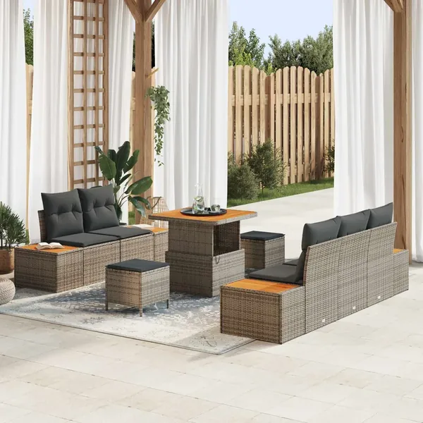 Ensemble de canapé de jardin avec coussin 8 pcs Gris