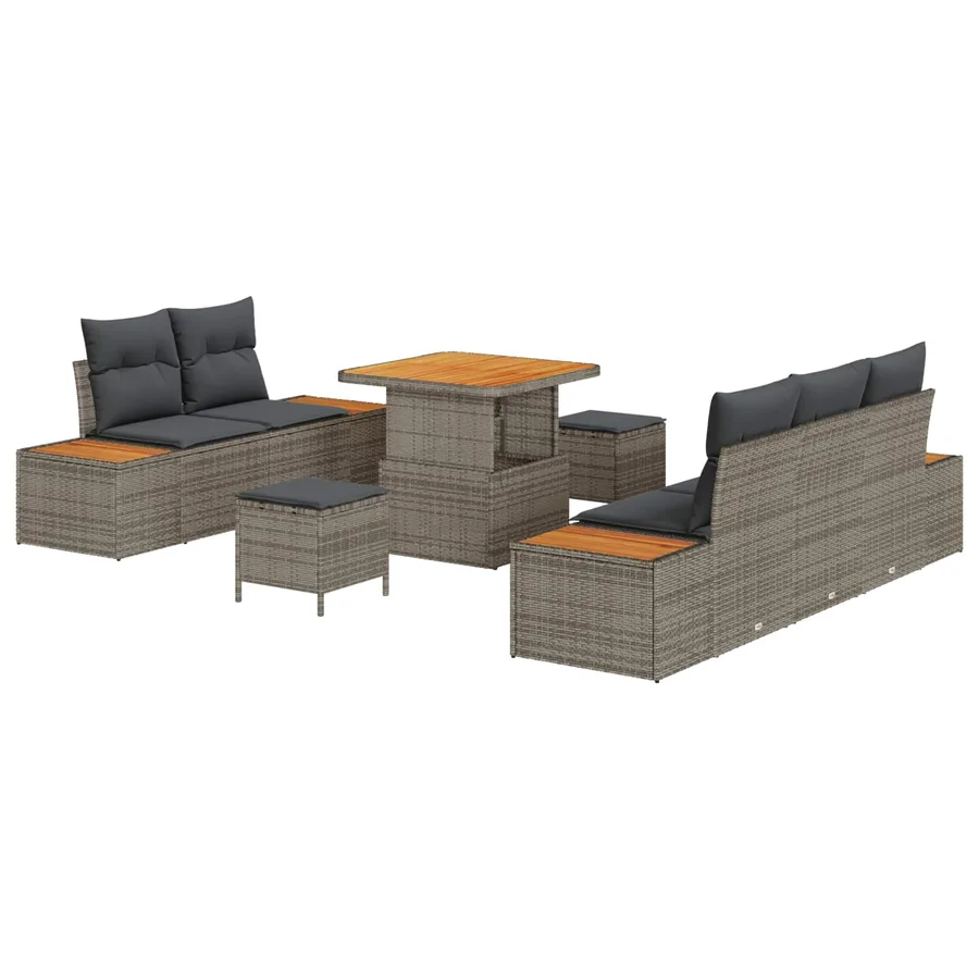 Ensemble de canapé de jardin avec coussin 8 pcs Gris - 2