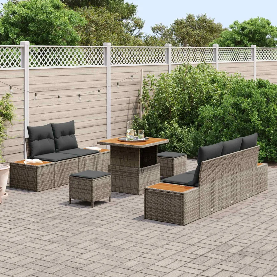 Ensemble de canapé de jardin avec coussin 8 pcs Gris - 3
