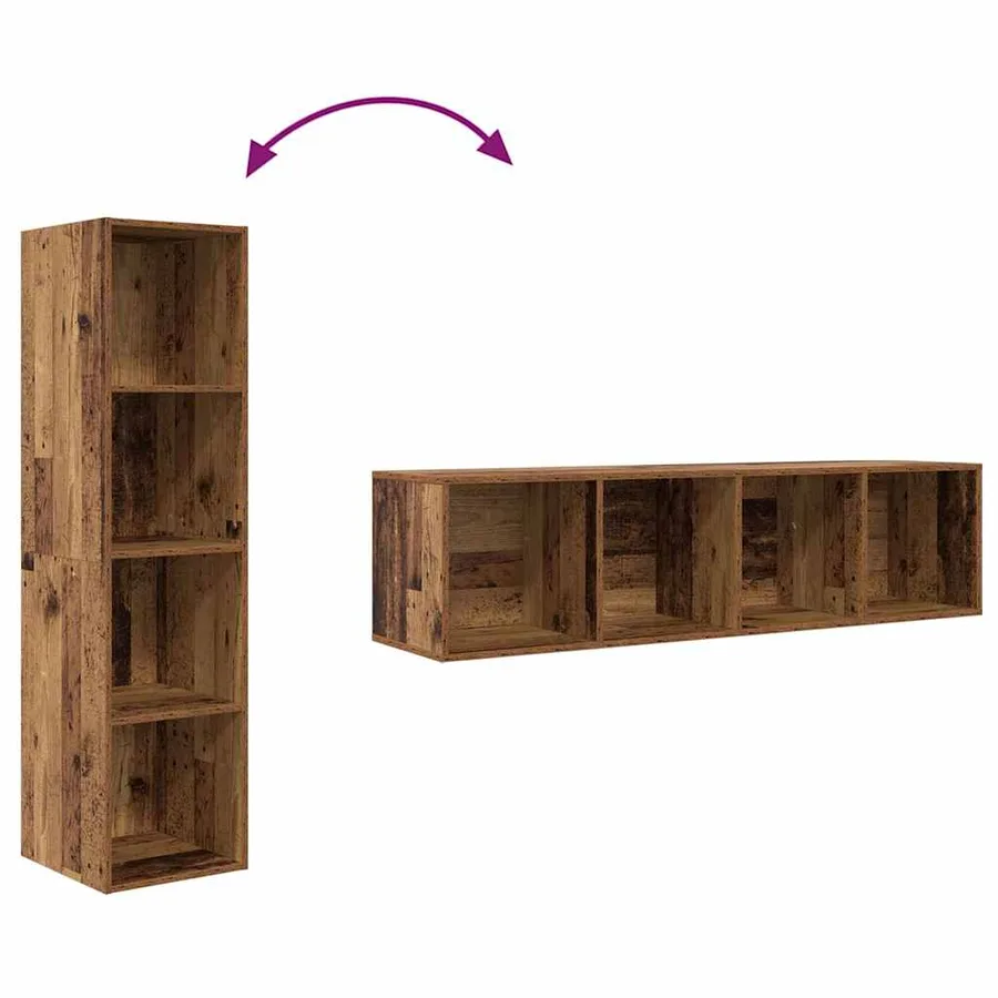 Ensemble meuble TV Montage mural Bois Ancien 37 x 37 x 142,5 cm - 13