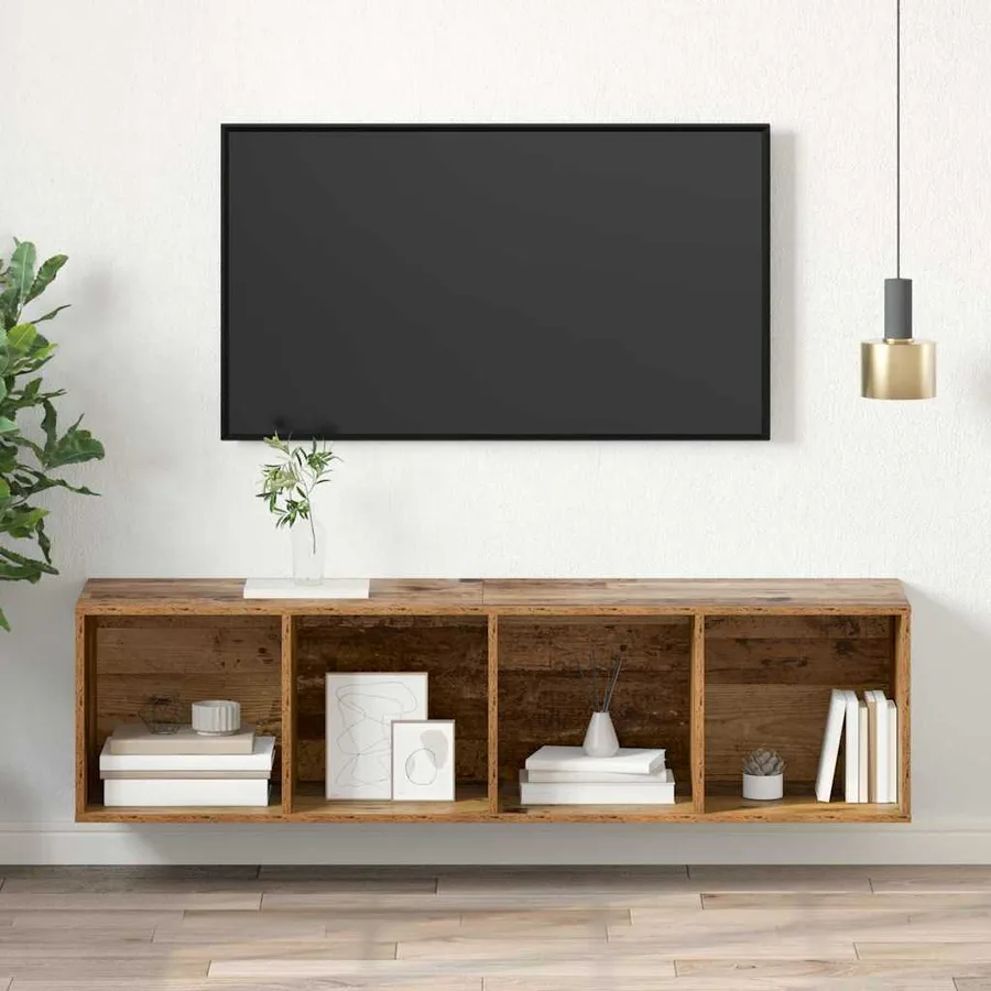Ensemble meuble TV Montage mural Bois Ancien 37 x 37 x 142,5 cm - 4