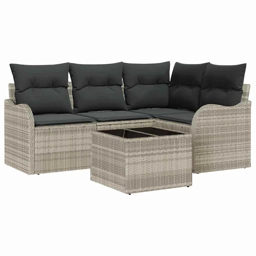 Ensemble de canapé de jardin avec stockage 5 pcs Gris polyrotin - 2