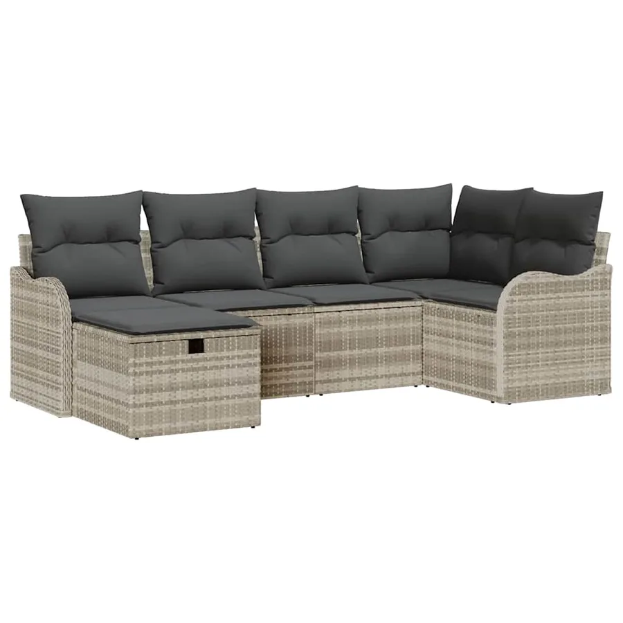 Ensemble de canapé de jardin 6 pcs Gris clair Poly rotin - 2