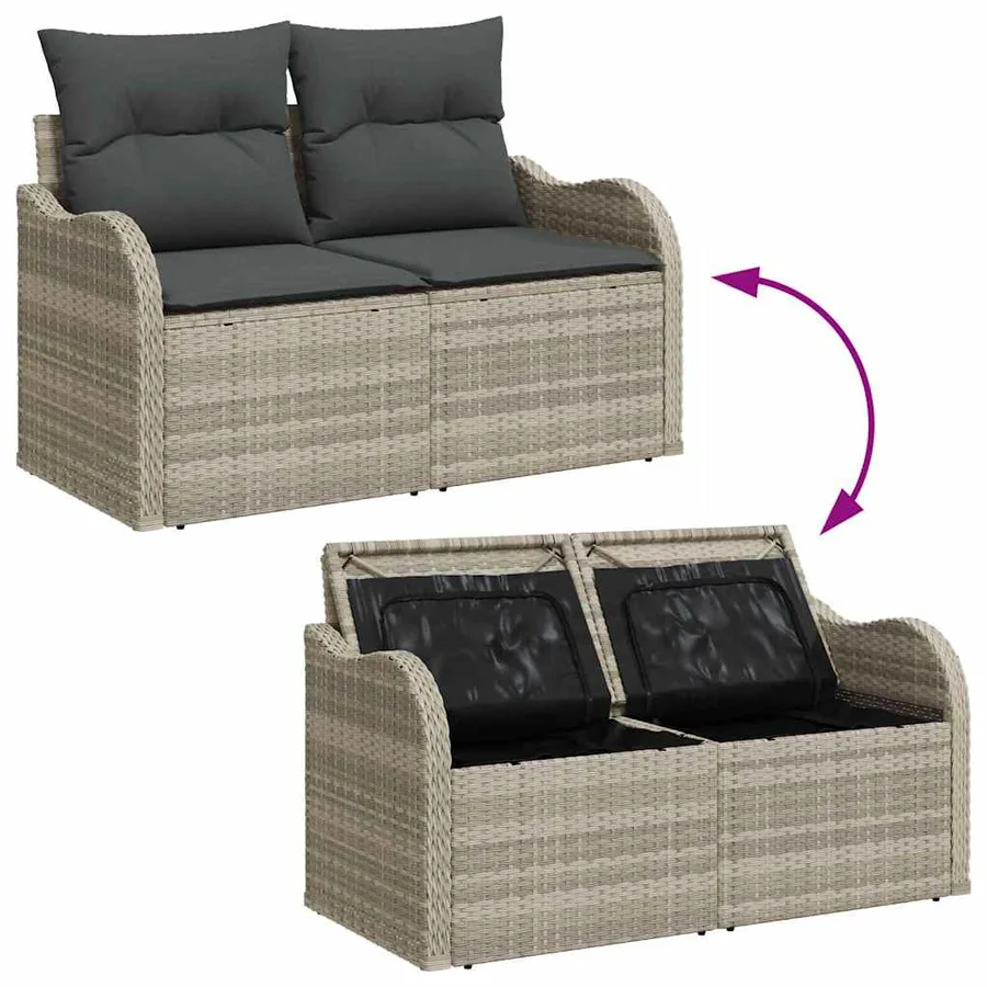Ensemble de canapé de jardin 6 pcs Gris clair Poly rotin - 8