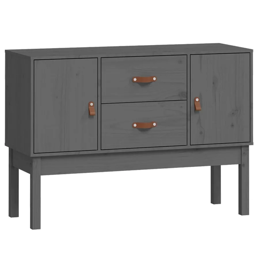Buffet Gris 110x40x78 cm Bois massif de pin - 2