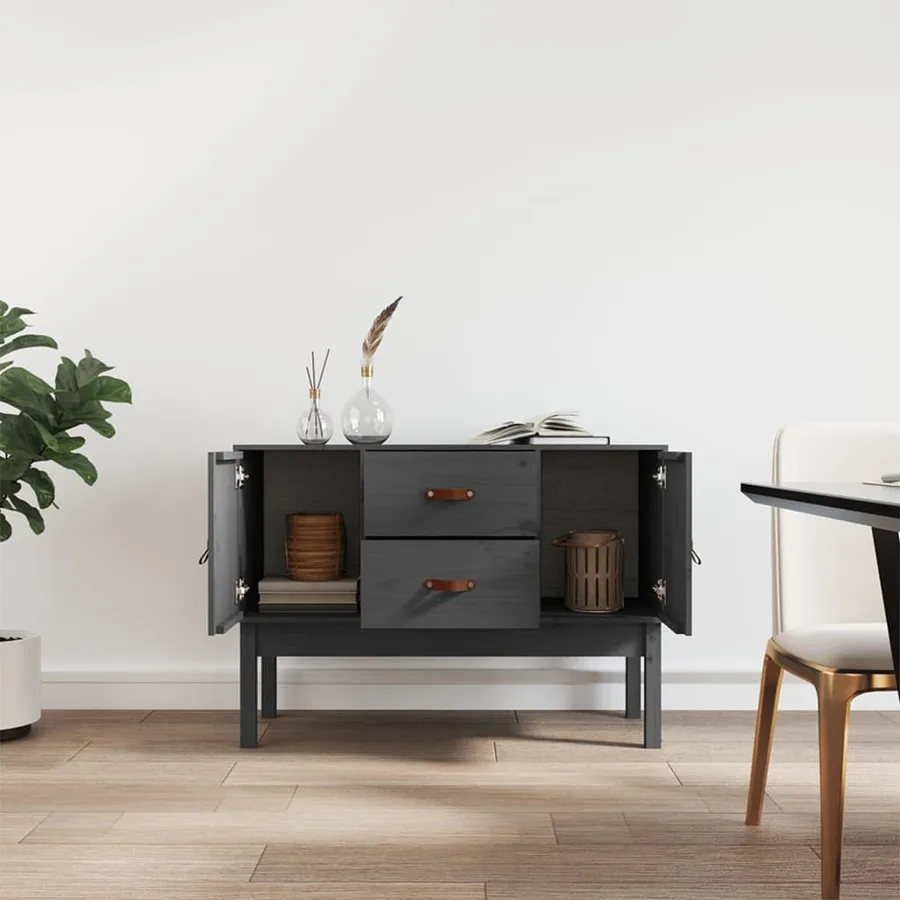Buffet Gris 110x40x78 cm Bois massif de pin - 3