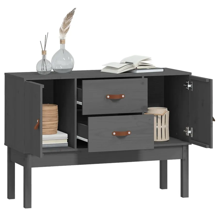 Buffet Gris 110x40x78 cm Bois massif de pin - 4
