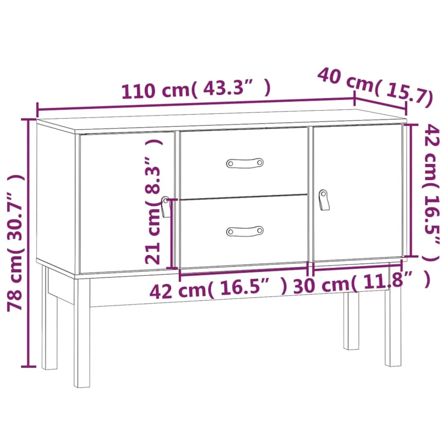 Buffet Gris 110x40x78 cm Bois massif de pin - 9