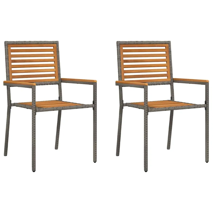 Chaises empilables de jardin 2 pcs Marron et gris - 2
