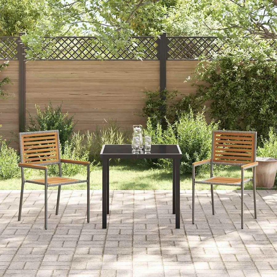 Chaises empilables de jardin 2 pcs Marron et gris - 3