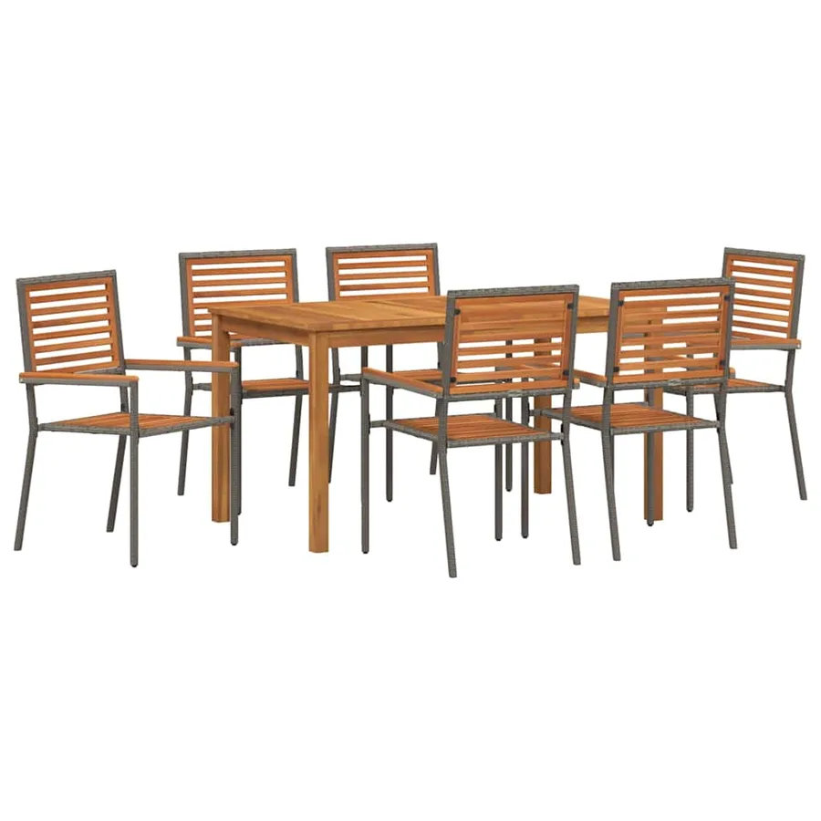 Ensemble de salle à manger pour jardin 7 pcs Gris - 2