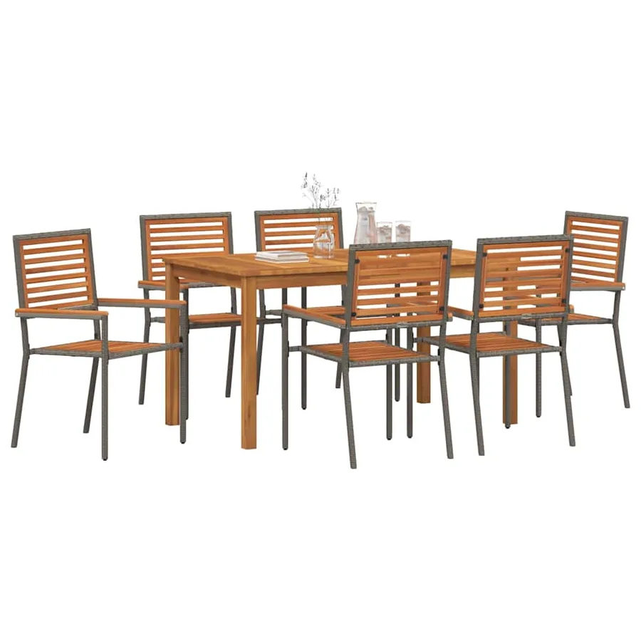 Ensemble de salle à manger pour jardin 7 pcs Gris - 3