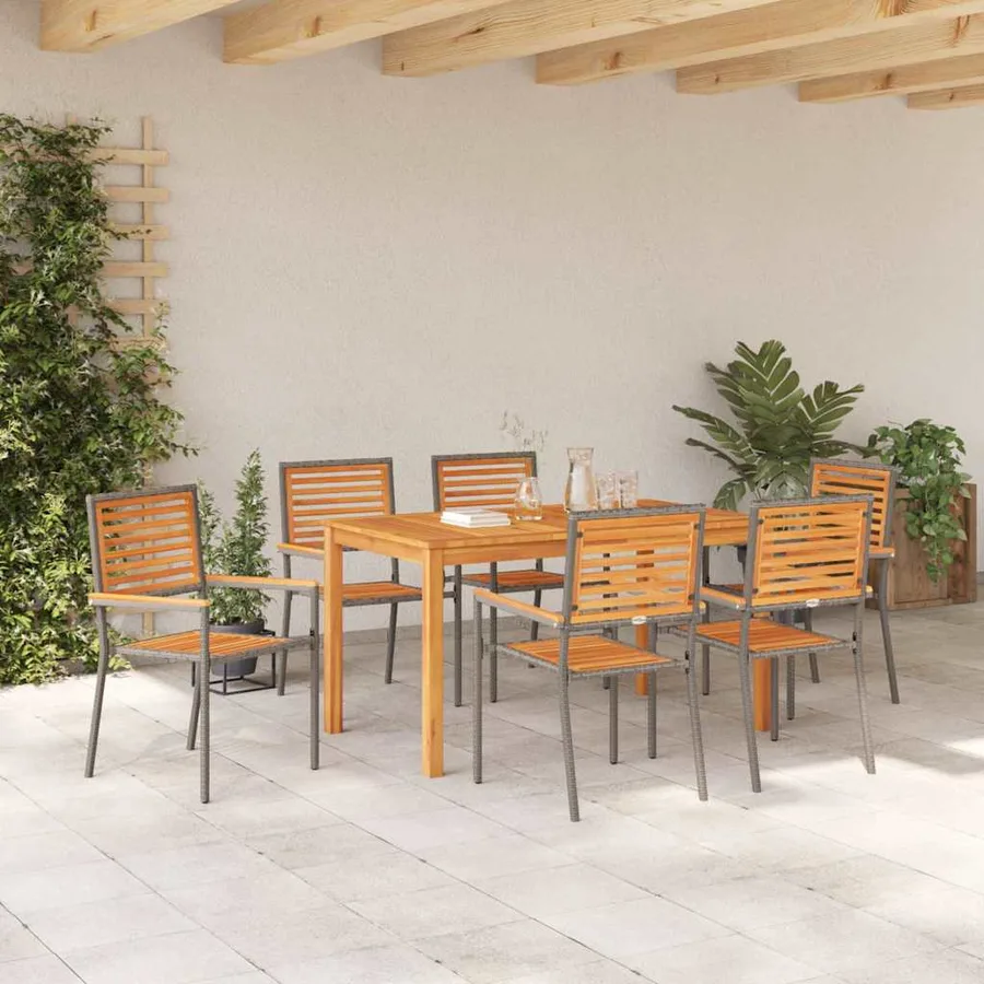 Ensemble de salle à manger pour jardin 7 pcs Gris - 4