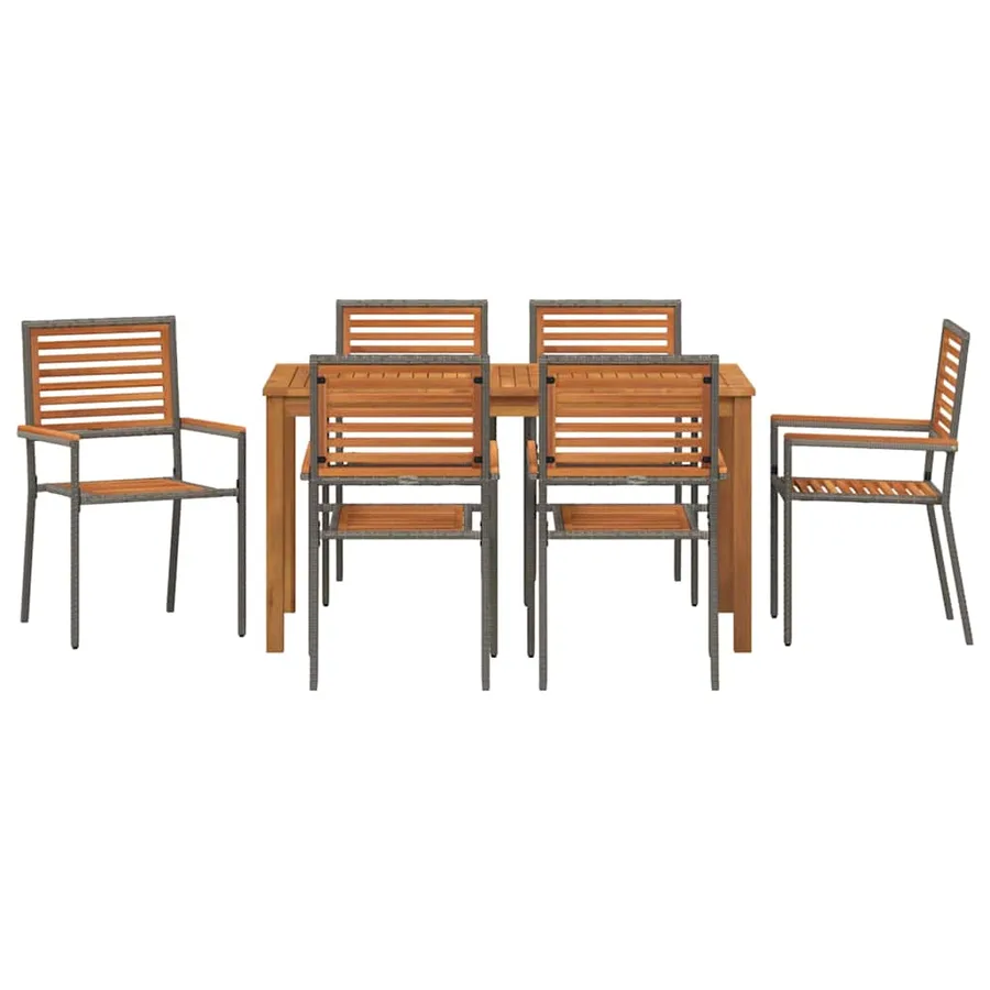 Ensemble de salle à manger pour jardin 7 pcs Gris - 7