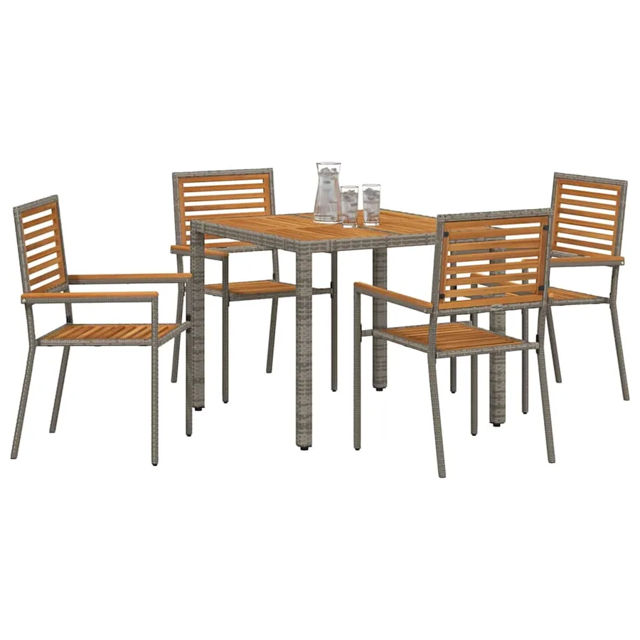 Ensemble de salle à manger pour jardin 5 pcs Gris et marron - 3