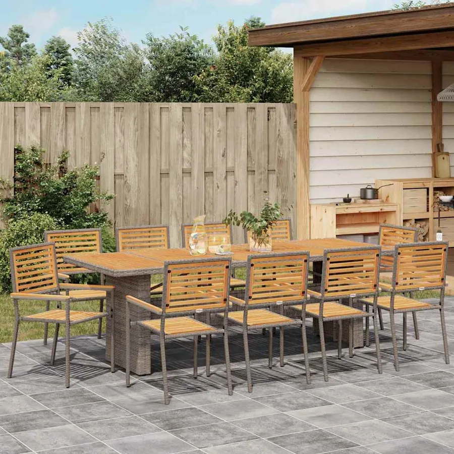 Ensemble de salle à manger pour jardin 11 pcs Gris et marron - 4
