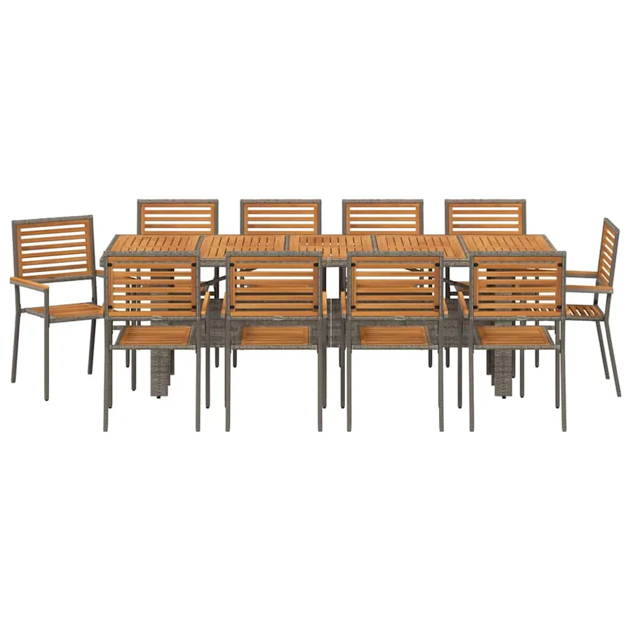 Ensemble de salle à manger pour jardin 11 pcs Gris et marron - 7