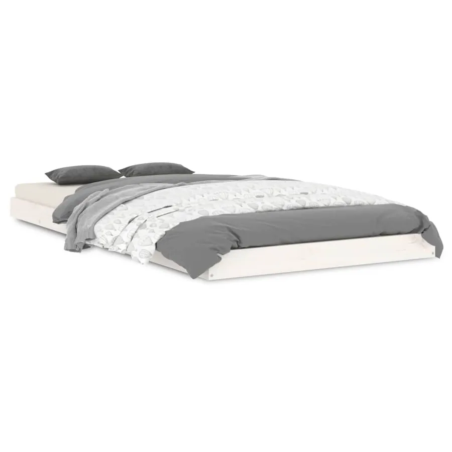 Cadre de lit sans matelas blanc 90x190 cm bois de pin massif - 2