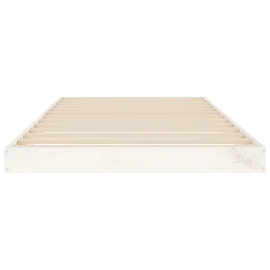 Cadre de lit sans matelas blanc 90x190 cm bois de pin massif - 5