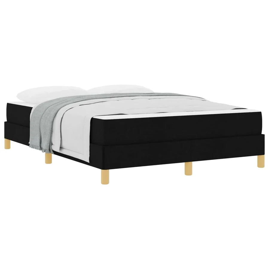 Lit à ressorts avec matelas Noir 160 x 200 cm tissu - 2