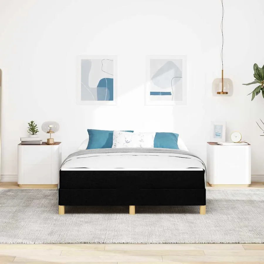 Lit à ressorts avec matelas Noir 160 x 200 cm tissu - 3