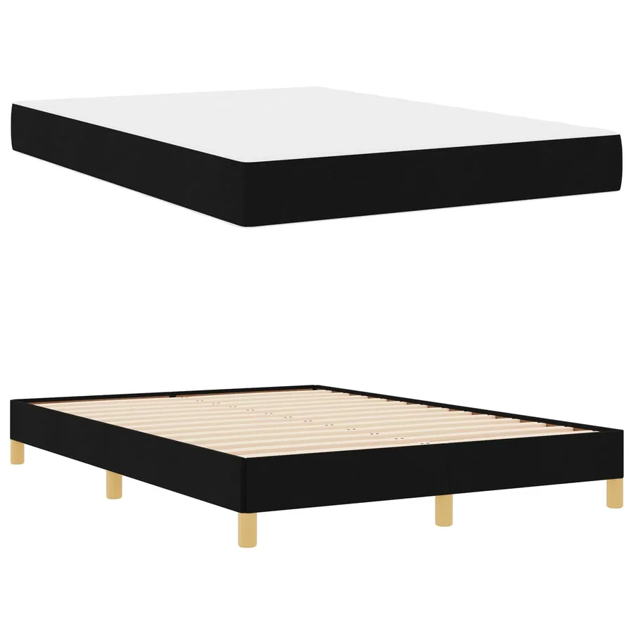 Lit à ressorts avec matelas Noir 160 x 200 cm tissu - 5
