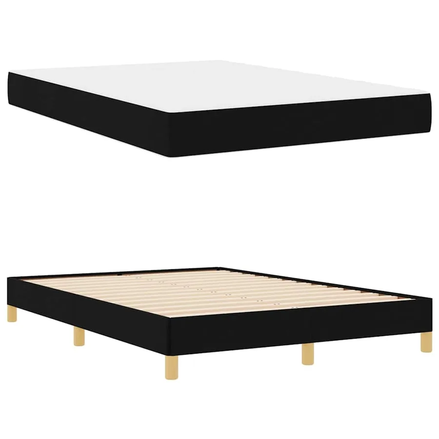 Lit à ressorts avec matelas Noir 160 x 200 cm tissu - 6