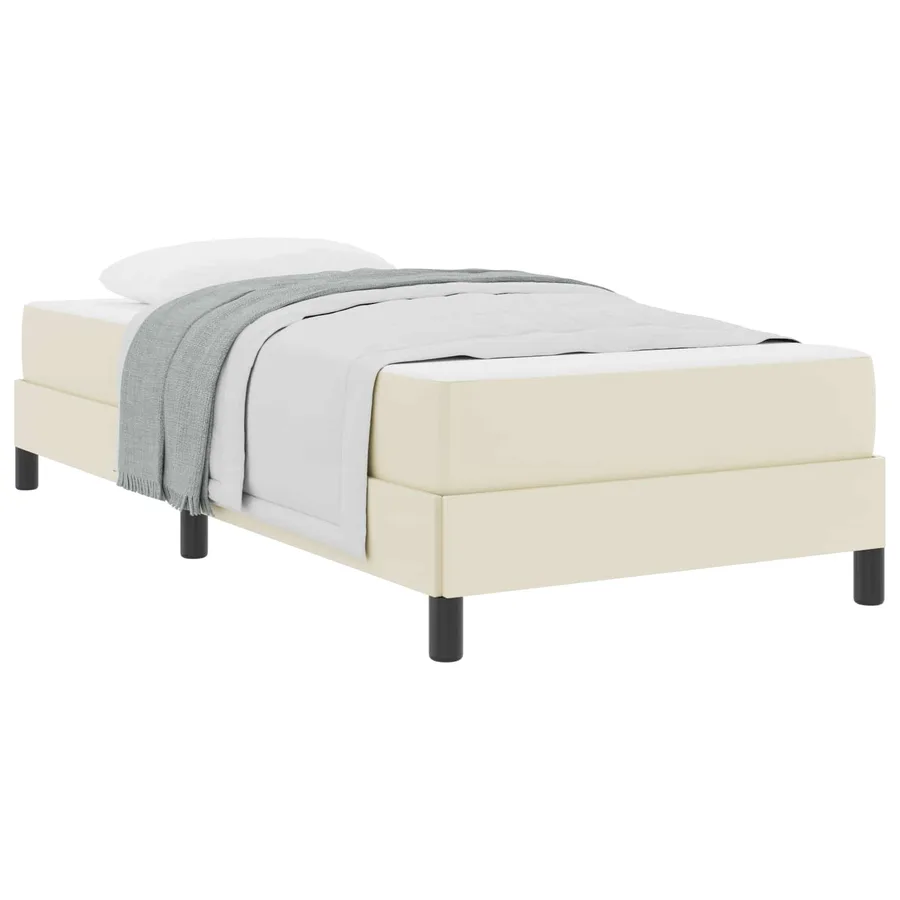 Cadre de lit avec matelas Crème 100 x 200 cm tissu - 2