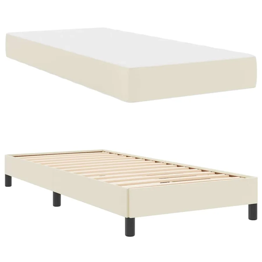 Cadre de lit avec matelas Crème 100 x 200 cm tissu - 6
