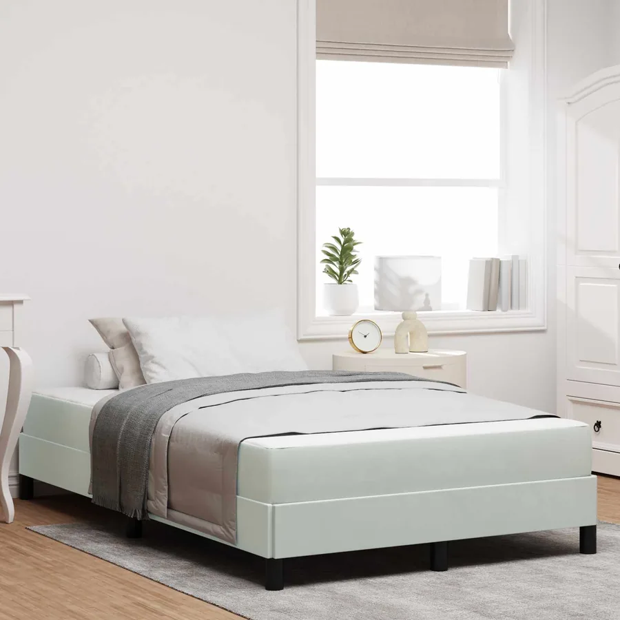 Lit à ressorts avec matelas Gris clair 120 x 200 cm tissu