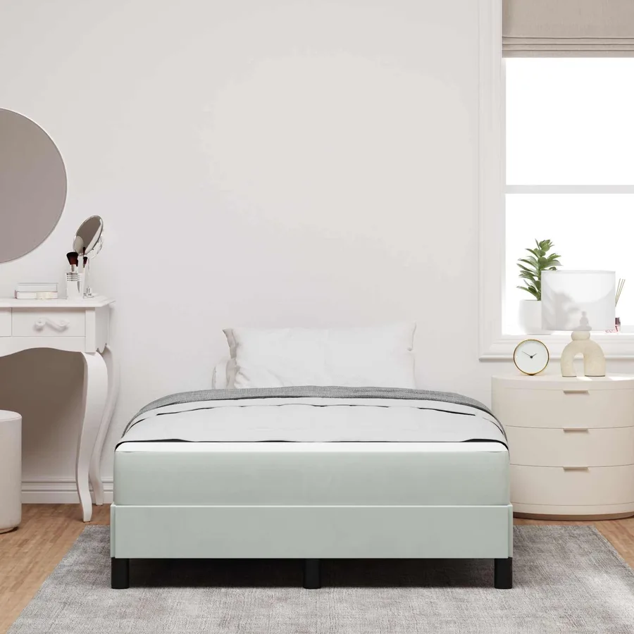 Lit à ressorts avec matelas Gris clair 120 x 200 cm tissu - 4